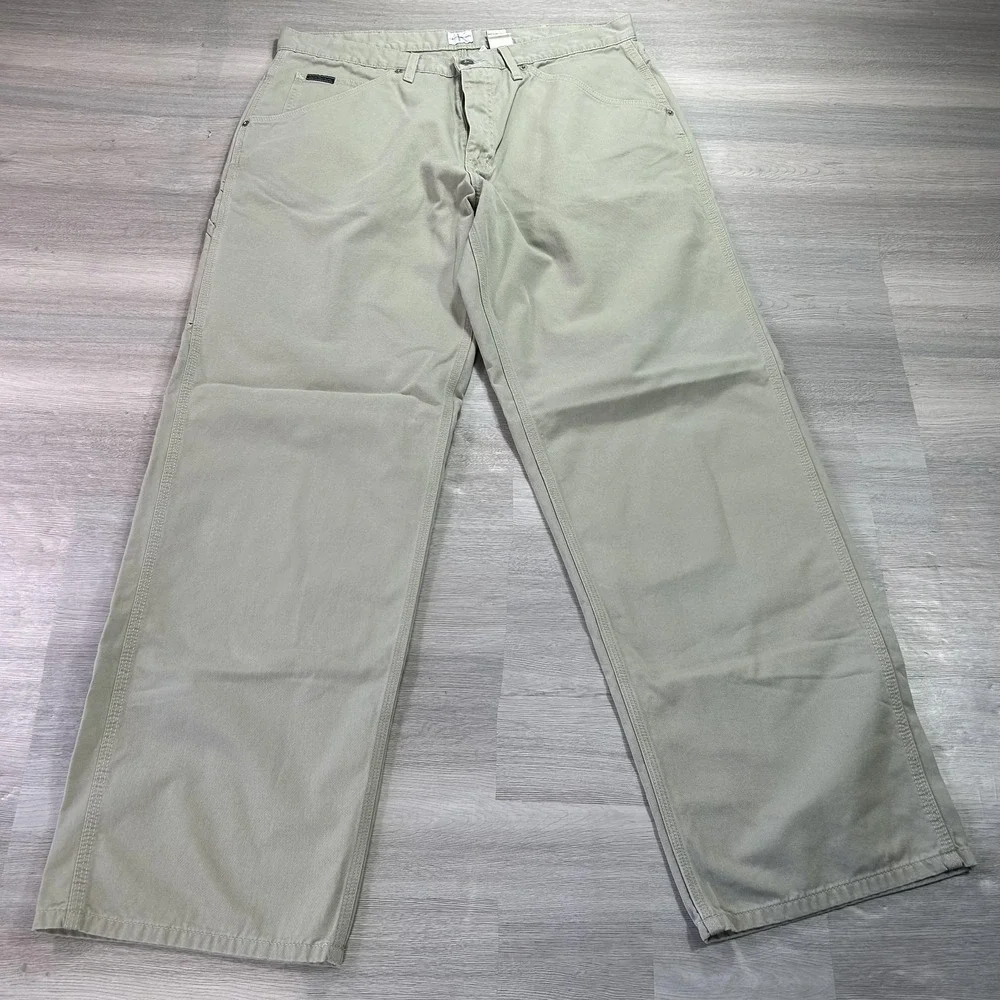 VINTAGE‎ Calvin Klein Jeans Pants Mens 36x34 Beige Carpenter Workwear Y2K